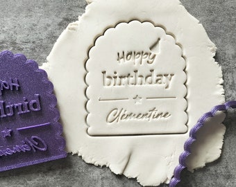 Personalized Happy Birthday cookie stamp happy birthday cookie cutter