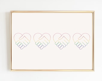 Subtle Pride Wall Art, World Pride, Pride Home Decor, LGBTQ gift, Digital Download, Inclusive Pride Flag, Love is Love Poster, Rainbow Flag