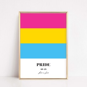 Pansexuell Flagge, Pansexueller Pride Poster, Druckbare Kunst, Queer Art, LGBTQ Geschenk, Digitaler Download, Gay Pride Home Decor