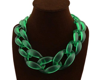 Chunky Link Oversize Necklace,Green Necklace,Statement Necklace,Bib Necklace,Chunky link necklace,Bridesmaids Necklace
