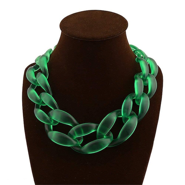 Chunky Link Oversize Necklace,Green Necklace,Statement Necklace,Bib Necklace,Chunky link necklace,Bridesmaids Necklace