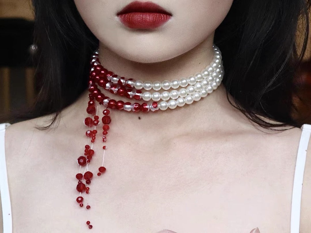 Bloody Pearl Necklace,pearl Choker for Halloween - Etsy