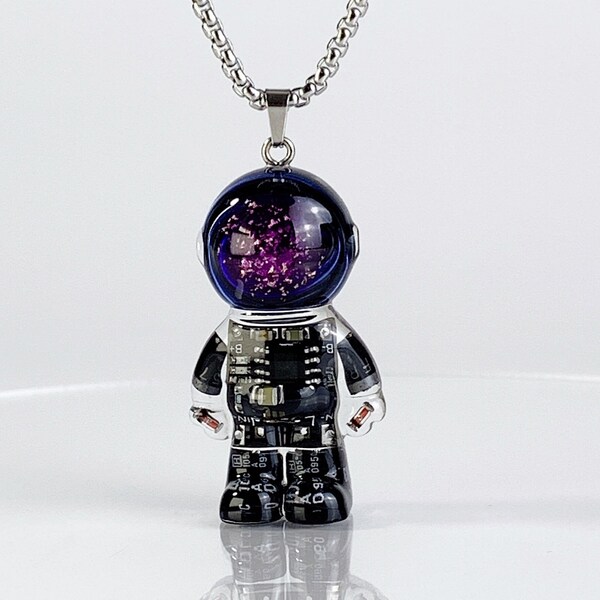 Cute Astronaut Matching Necklaces For Couples In Sterling Silver