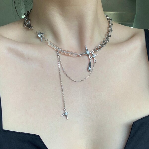 Punk Choker and Wristband Adult Fake Jewellery