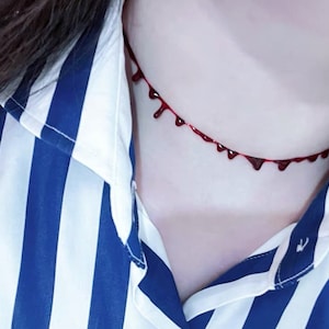 Cut-throat necklace，Bloody Choker,Bloody  Necklace,Handmade Jewelery,Horror Jewelery, Halloween,Gothic,Cosplay,Dress Jewelry