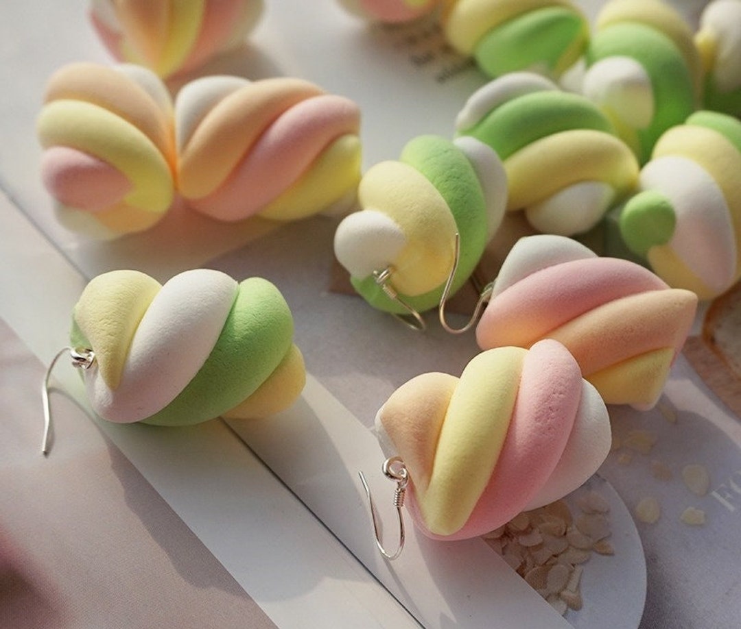 Marshmallow Earrings Flump Marshmellow Jewelrysuper Cute Etsy