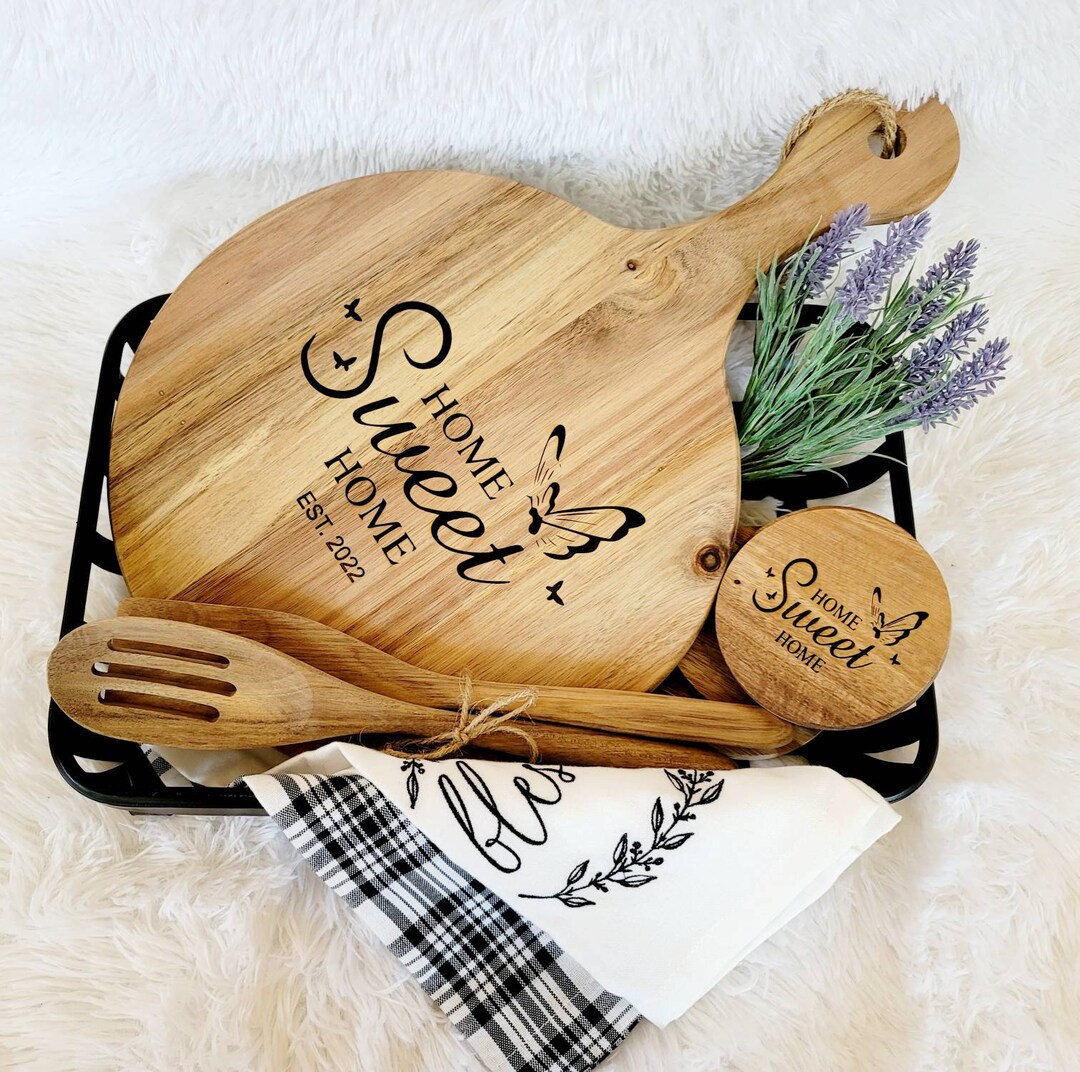 Custom Cutting Board Gift Basket. Family Name Charcuterie Board. New