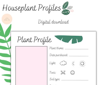 Printable Houseplant Profile | Houseplant Tracker | Houseplant Planner | Houseplant Schedule | Plant Care | Digital download