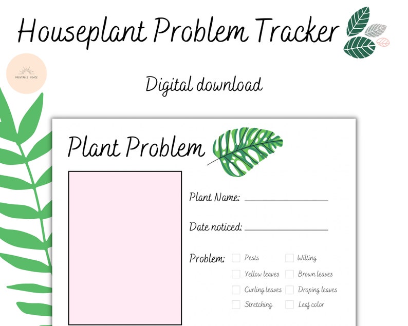 Printable Houseplant Problems Tracker | Indoor Plant Tracker | Digital ...