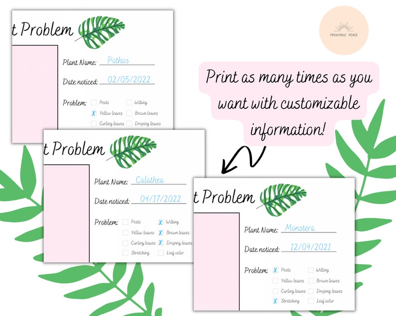 Printable Houseplant Problems Tracker | Indoor Plant Tracker | Digital ...
