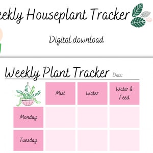 Printable Weekly Houseplant Tracker | Digital Download | Houseplant Planner | Houseplant Journal | Indoor Houseplants | PDF