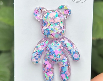 Worry Bear, Bear Figurines Colourful, Anxiety relief gift, Stress relief, Mental health Gift, Back to school, Anxious, Sparkly Comforting