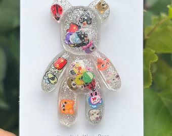 Sparkly Resin Worry Bear: Pocket Anxiety Relief Gift