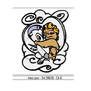 May include: A cartoon illustration of a person with blonde hair and a brown shirt holding a white bird with a blue wing. The illustration is surrounded by a heart shape and clouds.