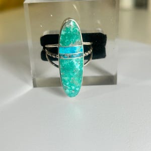 Turquoise Bracelet with 1/2-Inch Inlay Stones on a Stunning Sterling Silver Cuff Band -