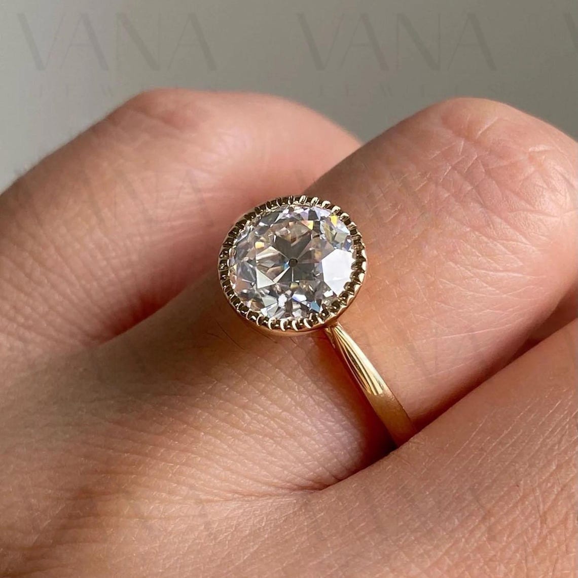 Round Old European Cut OEC Tulip Lotus Prong Bezel Cathedral Set ...