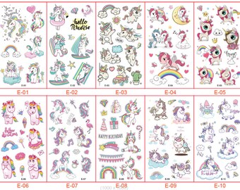 Cartoon Unicorn Waterproof Temporary Tattoo 3D Body Art Fake Tattoo Stickers Pack NEW - 1 Pack/10 Stickers