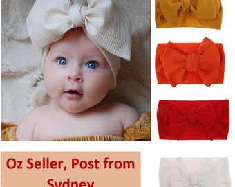 Large Oversize Waffle Tie Bow Baby Head Wrap Turban Baby Headbands