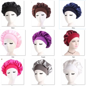 Sleeping Bonnet Hair Wrap Silk Satin Sleeping Cap Women Elastic Night Soft Cap Headwear image 1