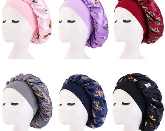Premium Sleeping Bonnet Hair Wrap Silk Satin Sleeping Cap Women Elastic Night Soft Cap Headwear