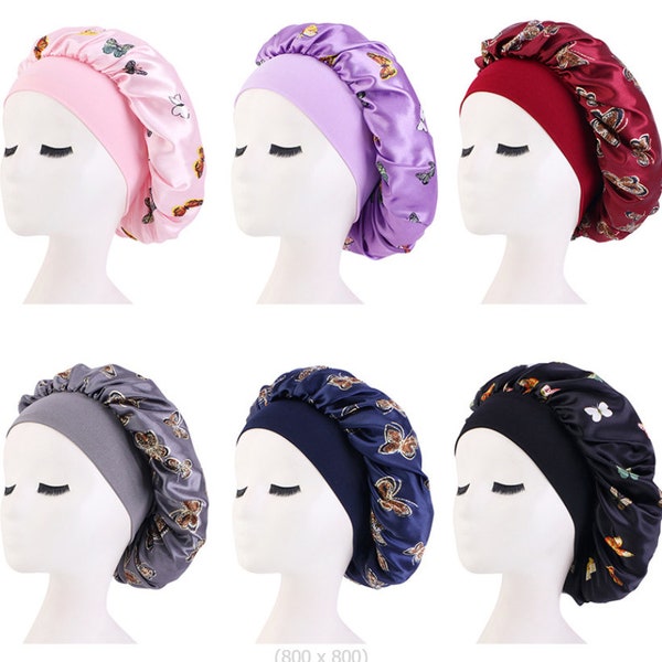 Premium Sleeping Bonnet Hair Wrap Silk Satin Sleeping Cap Women Elastic Night Soft Cap Headwear