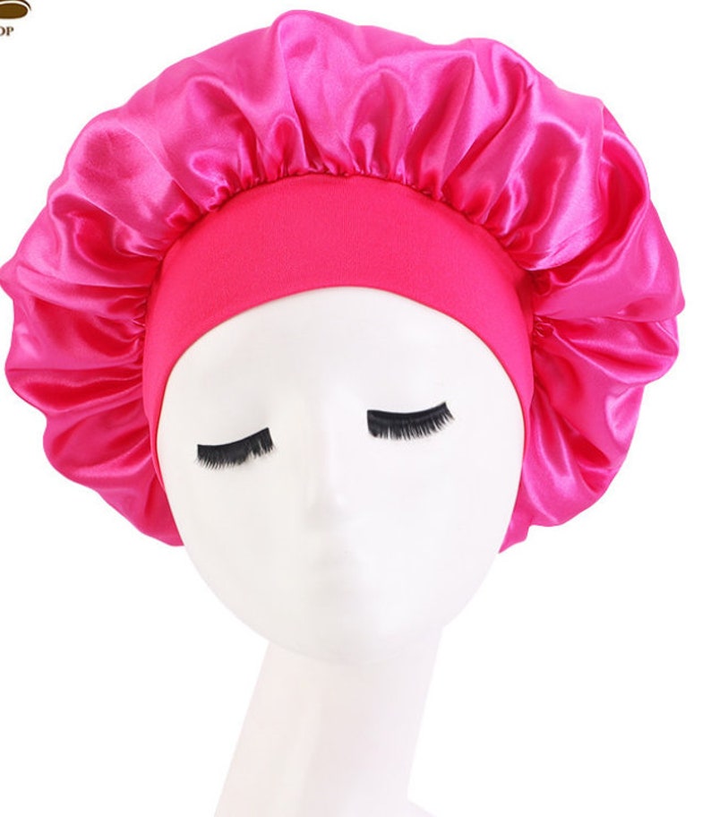 Sleeping Bonnet Hair Wrap Silk Satin Sleeping Cap Women Elastic Night Soft Cap Headwear Rose