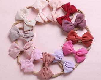 Baby Bow Headband Soft Fabric Band Nylon Bow Headbands - Brand New Soft & Gentle Baby Headband