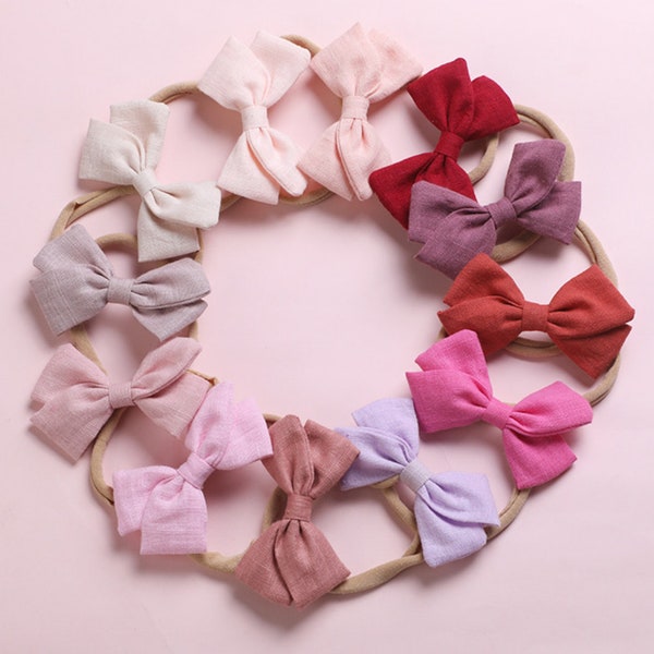 Baby Bow Headband Soft Fabric Band Nylon Bow Headbands - Brand New Soft & Gentle Baby Headband