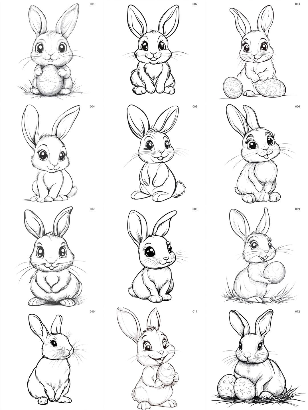 Cute Easter Bunny SVG PNG Set for Laser Cricut CNC T-shirts Tattoos ...