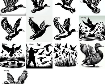 Mallard Duck svg & png Bundle for Hunters - 13 images Perfect for Laser Engraving CNC T-Shirt DIY Projects. ducks Mallards Hunting Sportsman