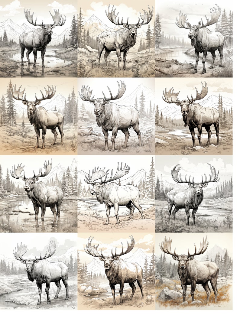 Alaskan Bull Moose SVG Collection Set of 12 Svg Designs. Scrapbooking