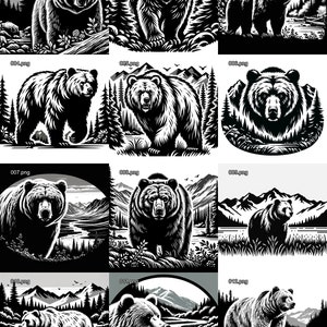 12 imagens svg/png de urso pardo projetadas para gravação a laser CNC escultura Cricut e outros projetos DIY Entusiastas de caça de ursos no Alasca