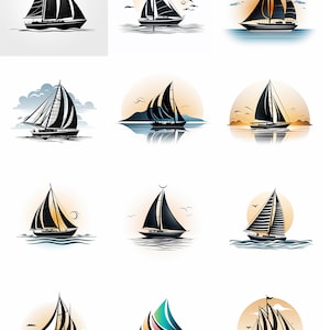 12 Beautiful Sailboat SVG JPG perfect Cricut and Silhouette T-shirt design Laser Engraving CNC carving & other projects