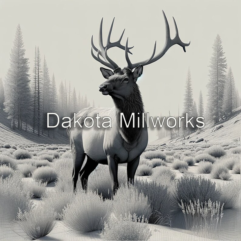 Bull Elk 3D STL Models Includes Stl Depth Map and Svg Files for CNC 3D