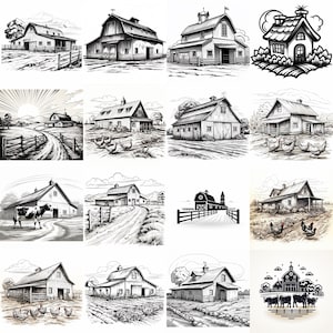 Collection SVG de grange charmante - ferme rustique Cricut, sculpture CNC, fabrication d'enseignes, etc. grange, vie à la ferme à la campagne. Centre-ouest