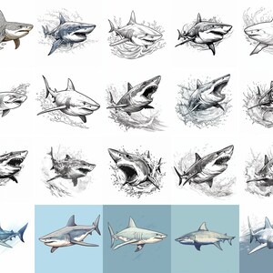 Sharks svg - 20 scalable svg images of Great White Sharks.  perfect for cutting machines laser engraves or CNC work.