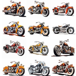 High-Quality Harley Davidson Motorcycle SVGs for Cricut and Silhouette.  12 scaleable vector images. T-shirt design, CNC etc