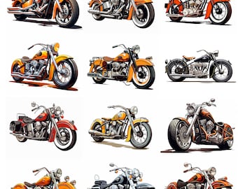 High-Quality Harley Davidson Motorcycle SVGs for Cricut and Silhouette.  12 scaleable vector images. T-shirt design, CNC etc