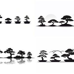 BONSAI TREES svg &#39;s 22 separate trees - digital download - Bonsai tree SVG, Bonsai silhouette, svg bundle, Bonsai art, Bonsai clipart,