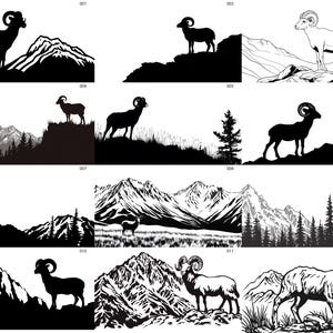 Mouton de Dall svg jpg et png Silhouettes pour tatouages T-shirts Cricut Laser CNC