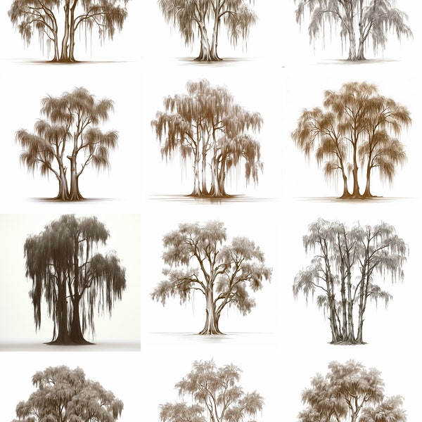Weeping Willow Tree SVG Collection ready for laser engraving, Cricut scrapbooking, cnc carving T-shirt design etc.