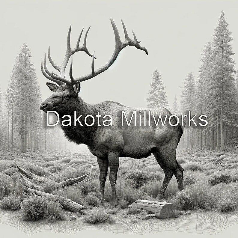 Bull Elk 3D STL Models Includes Stl Depth Map and Svg Files for CNC 3D