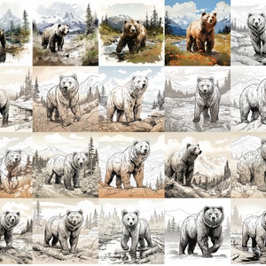 20 Majestic Alaskan Brown/Grizzly Bear Collection SVG & PNG Images Perfect for Laser engraving printing cricut CNC and other cutting machine