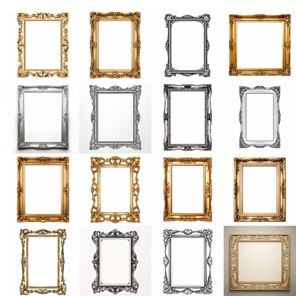 Vintage-Inspired Picture Frame Set - 16 SVGs for Scrapbooking Crafts & Decor Cricut Laser engraving CNC work SVG Vector Files