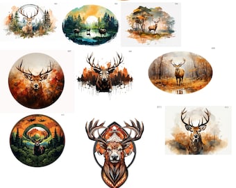 Watercolor Elk svg, jpg, png Files for Laser Cricut CNC T-Shirts Tattoos Hunting