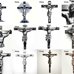 12 imagens escalonáveis svg/png da crucificação de Jesus Cristo - Perfeito para Páscoa DIY Artesanato Gravação a laser CNC Escultura Cricut. Crucifixo. Camiseta