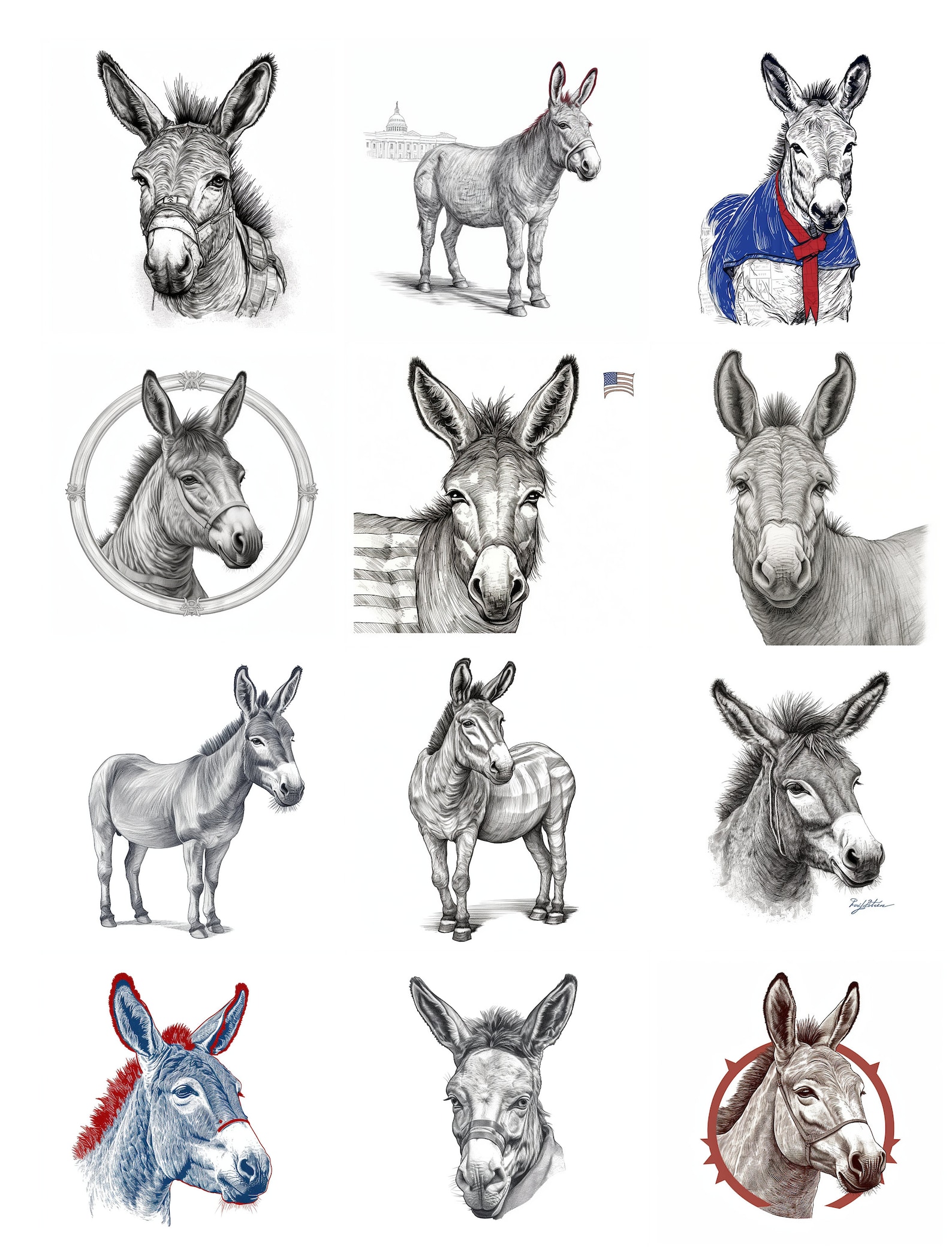 Democratic Donkey SVG Set - 12 Symbolic Donkey Images for Cricut Laser ...