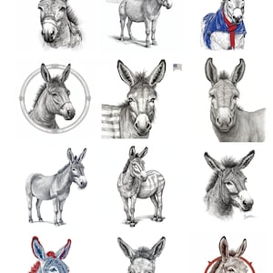 Conjunto SVG de burro democrático - 12 imágenes simbólicas de burro para grabado láser Cricut CNC y otras máquinas de corte. Partido Demócrata DNC