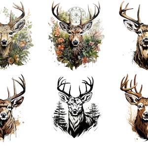 Whitetail Buck Deer SVG & PNG Collection 6 Whitetail Buck deer images ready for Laser engraving CNC carving Cricut Scrapbooking Card Making