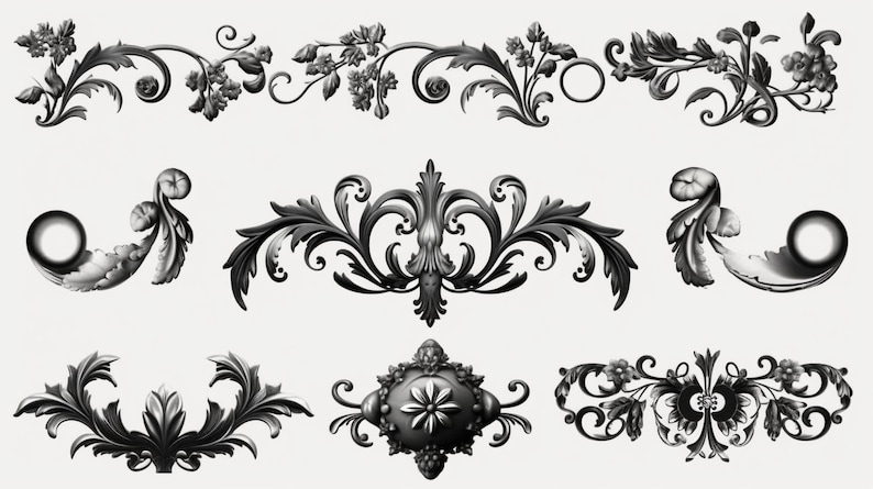 Vintage Embellishment Clip Art SVG Collection - 20 Retro Antique ...